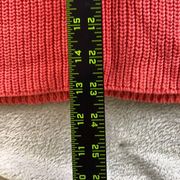 Ann Taylor Factory Womens Sweater Medium V-Neck Ribbed Knit Coral Pullover Cozy - Picture 4 of 11